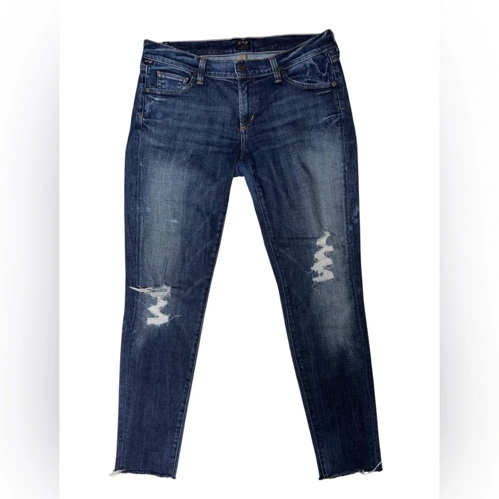 Citizens Of Humanity Dark Blue Distressed Skinny Jeans